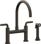 California Faucets Corsano Llave de Cocina Tipo Puente Contemporanea con Rociador Lateral - Pico en Arco - Bronce Oscuro