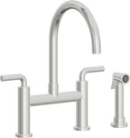 California Faucets Corsano Llave de Cocina Tipo Puente Contemporanea con Rociador Lateral - Pico en Arco - Cromo Pulido