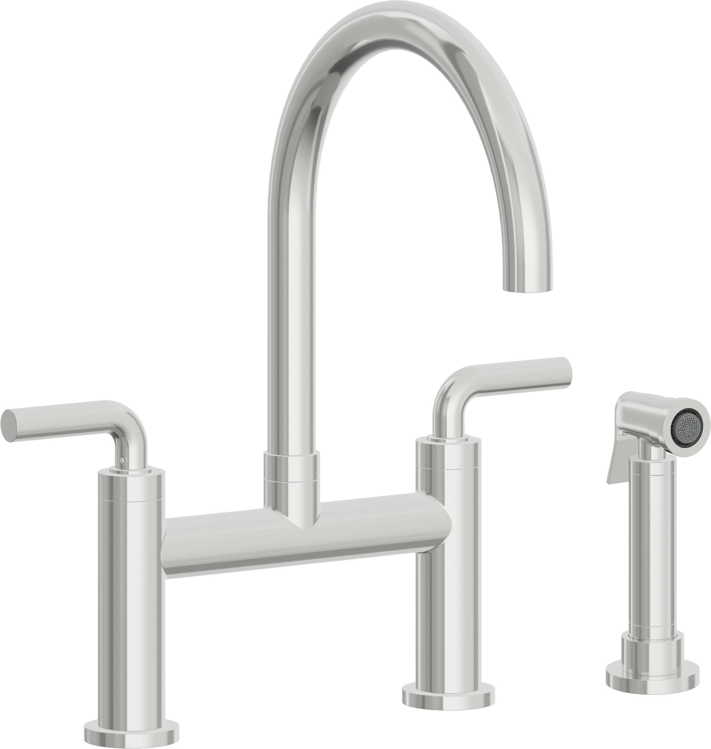 California Faucets Corsano Llave de Cocina Tipo Puente Contemporanea con Rociador Lateral - Pico en Arco - Cromo Pulido