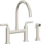California Faucets Corsano Llave de Cocina Tipo Puente Contemporanea con Rociador Lateral - Pico en Arco - Níquel Pulido