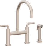 California Faucets Corsano Llave de Cocina Tipo Puente Contemporanea con Rociador Lateral - Pico en Arco - Níquel Satinado
