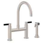 California Faucets Corsano Llave de Cocina Tipo Puente Contemporanea con Rociador Lateral - Pico en Arco - Níquel Satinado