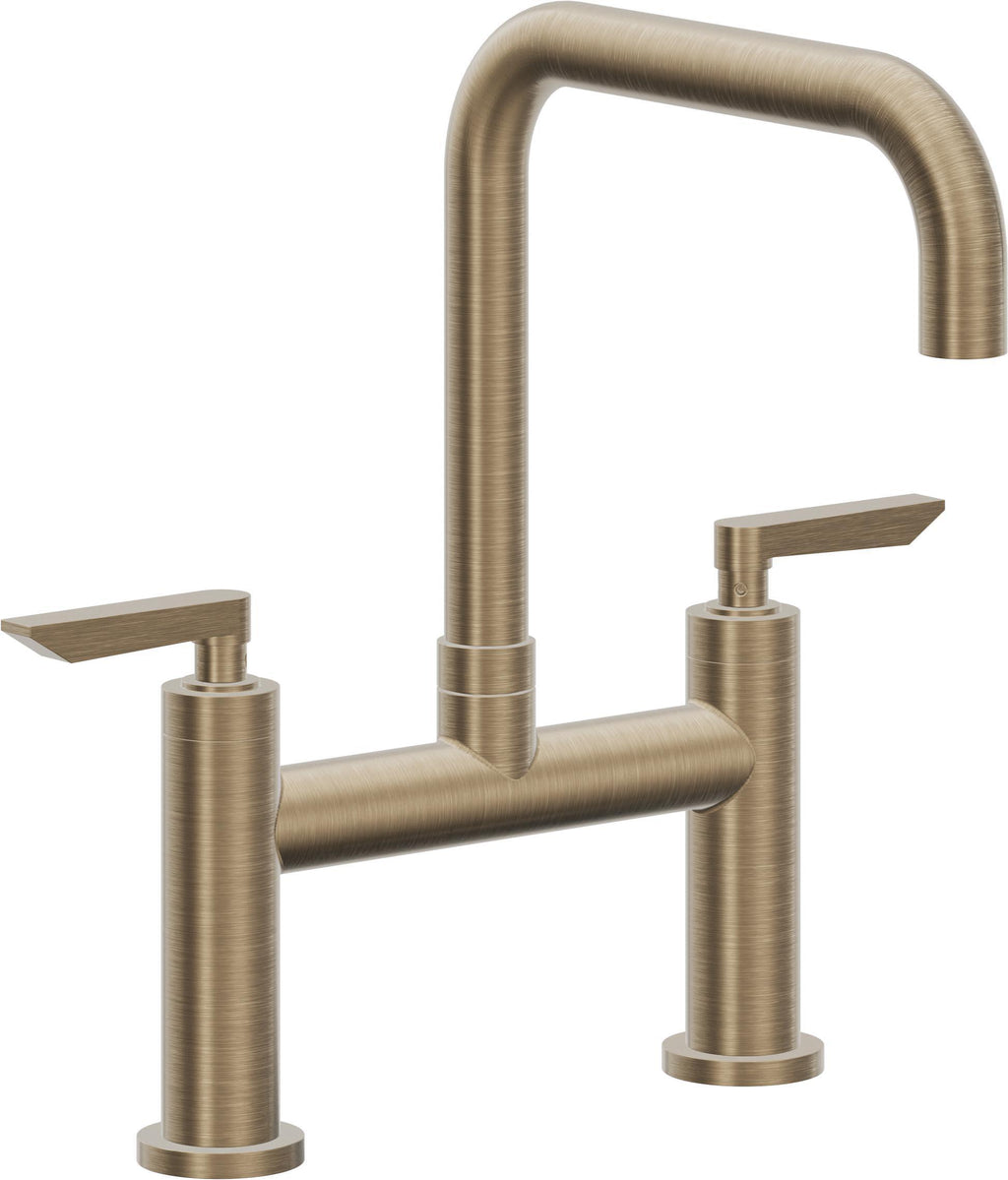 California Faucets Corsano Llave de Cocina Tipo Puente Contemporanea - Pico Cuadruple - Latón Antiguo Mate