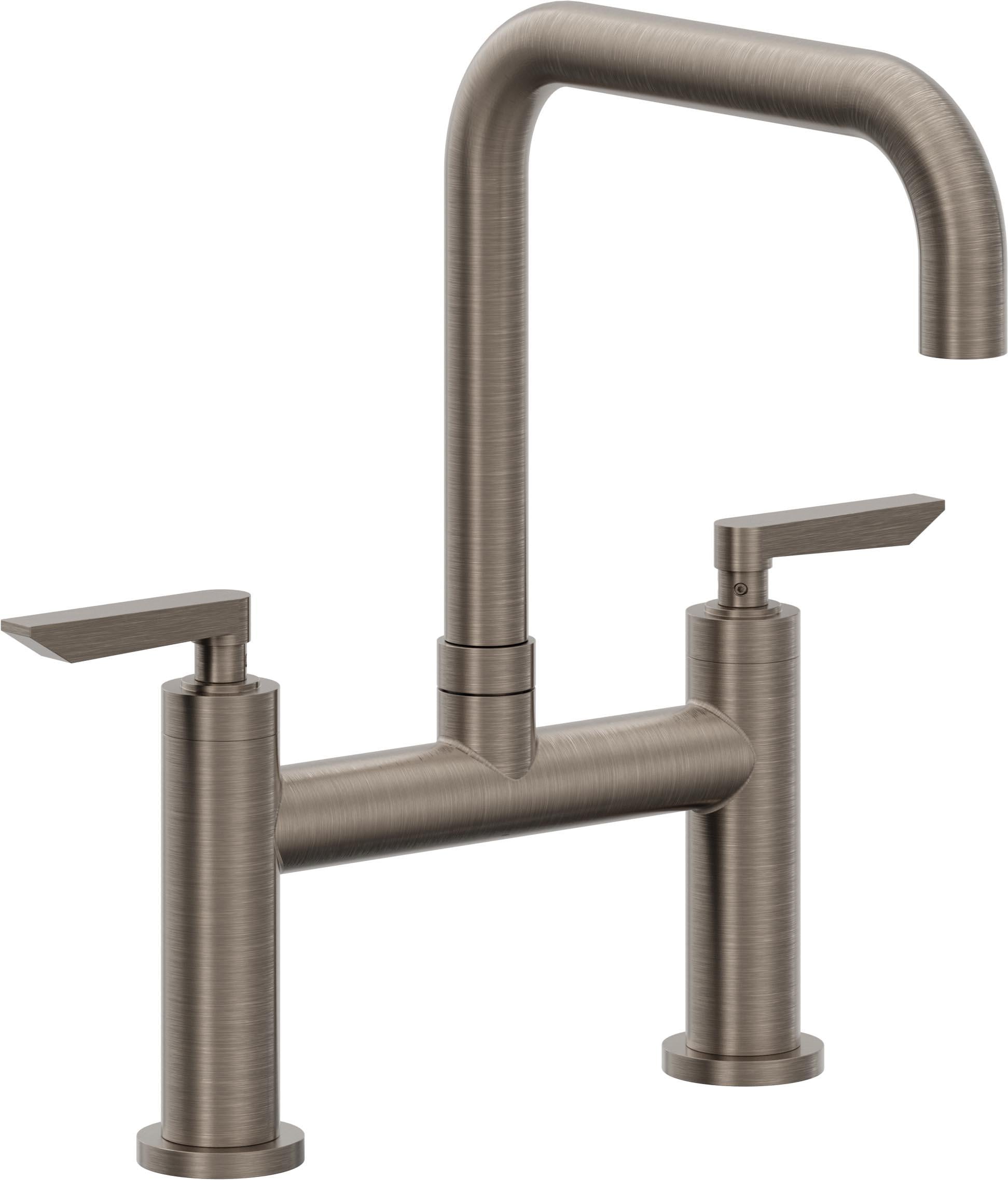 California Faucets Corsano Llave de Cocina Tipo Puente Contemporanea - Pico Cuadruple - Níquel Antiguo Mate