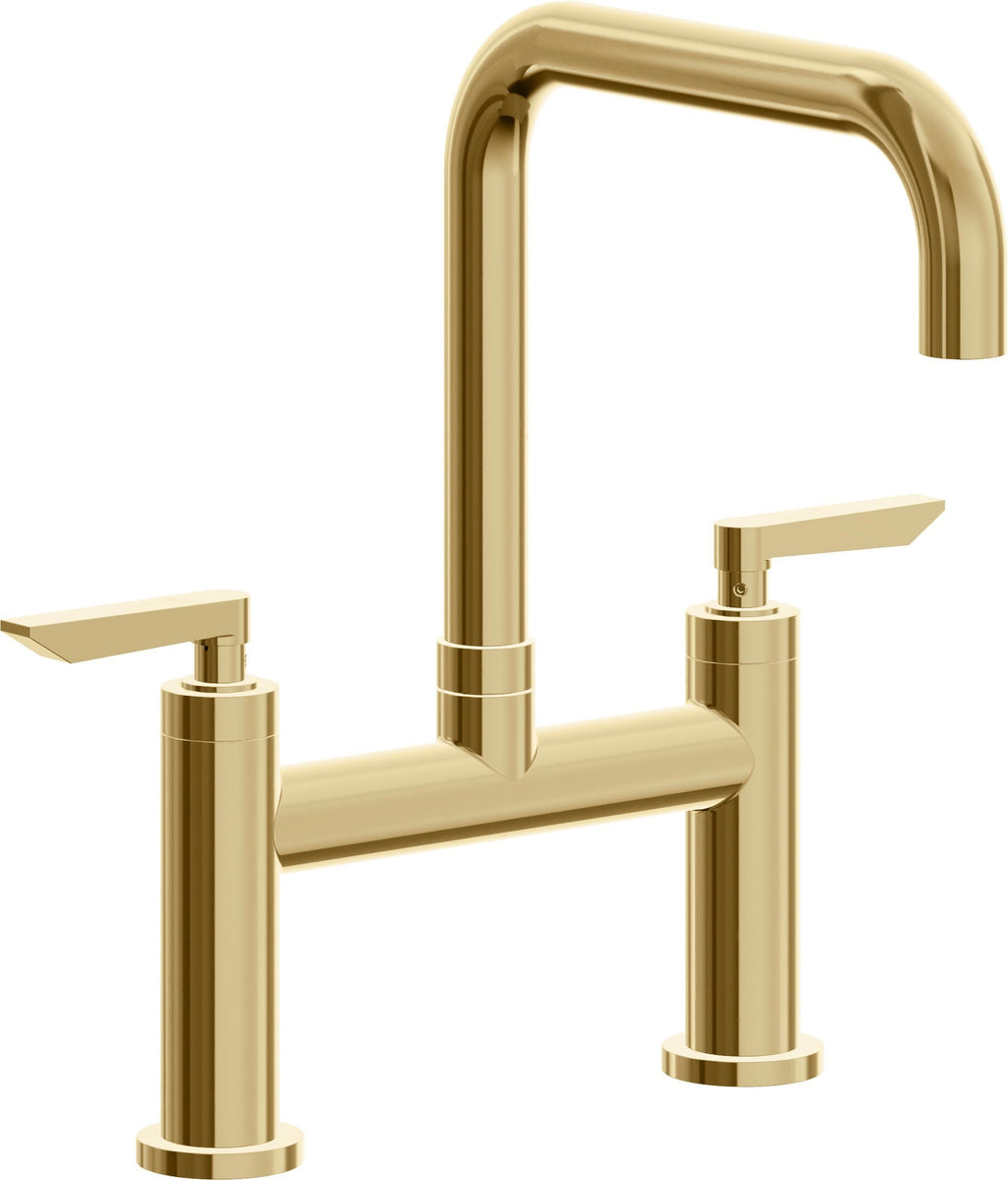 California Faucets Corsano Llave de Cocina Tipo Puente Contemporanea - Pico Cuadruple - Oro Francés