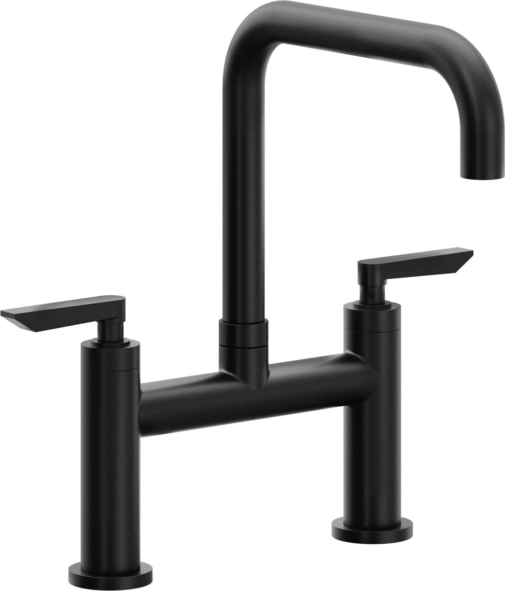 California Faucets Corsano Llave de Cocina Tipo Puente Contemporanea - Pico Cuadruple - Negro Mate