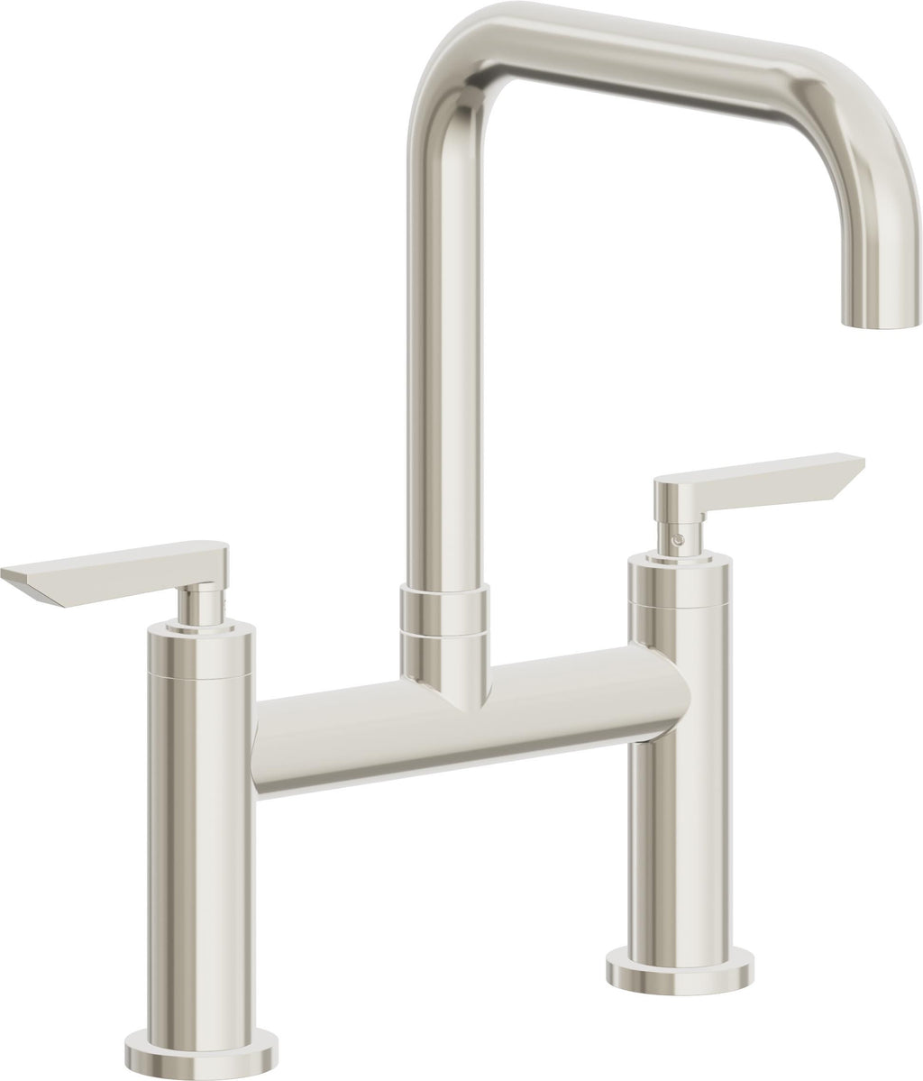 California Faucets Corsano Llave de Cocina Tipo Puente Contemporanea - Pico Cuadruple - Níquel Pulido