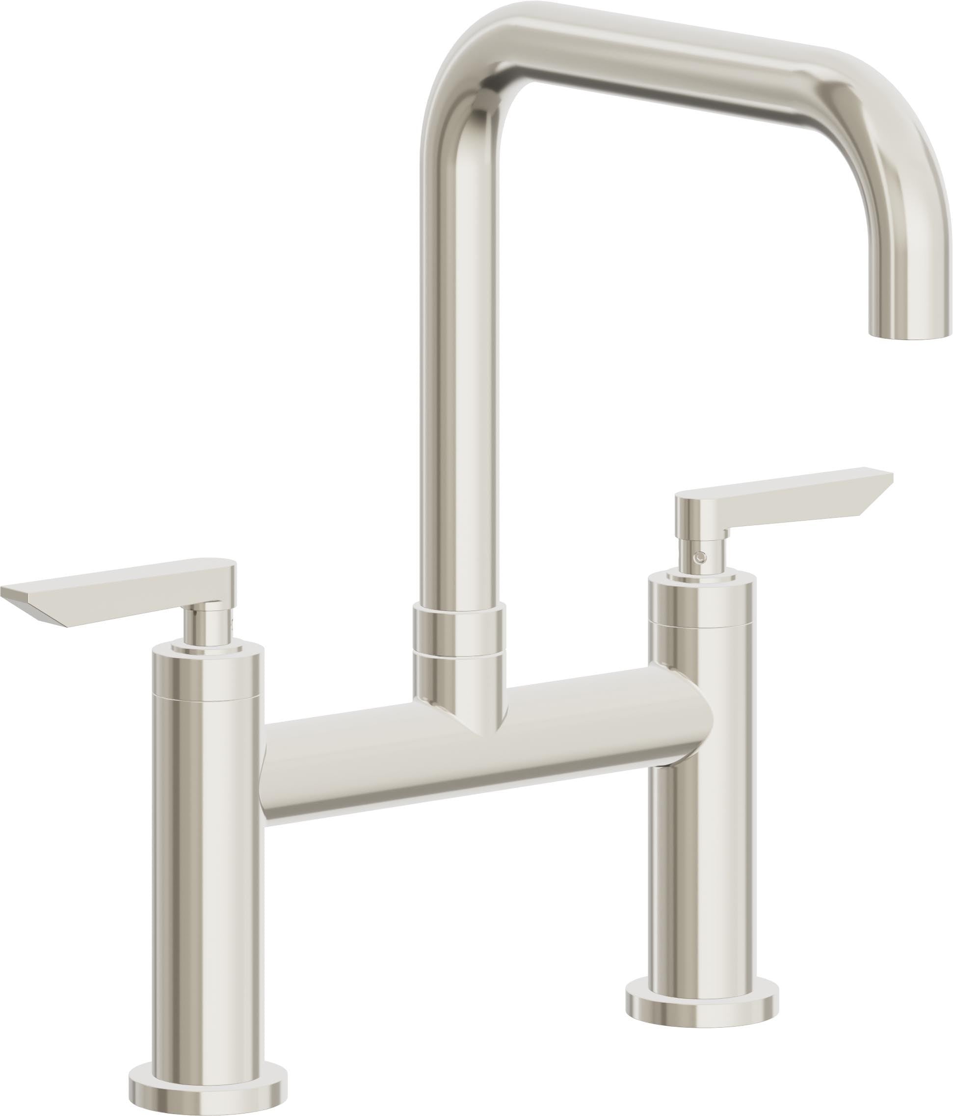 California Faucets Corsano Llave de Cocina Tipo Puente Contemporanea - Pico Cuadruple - Níquel Pulido