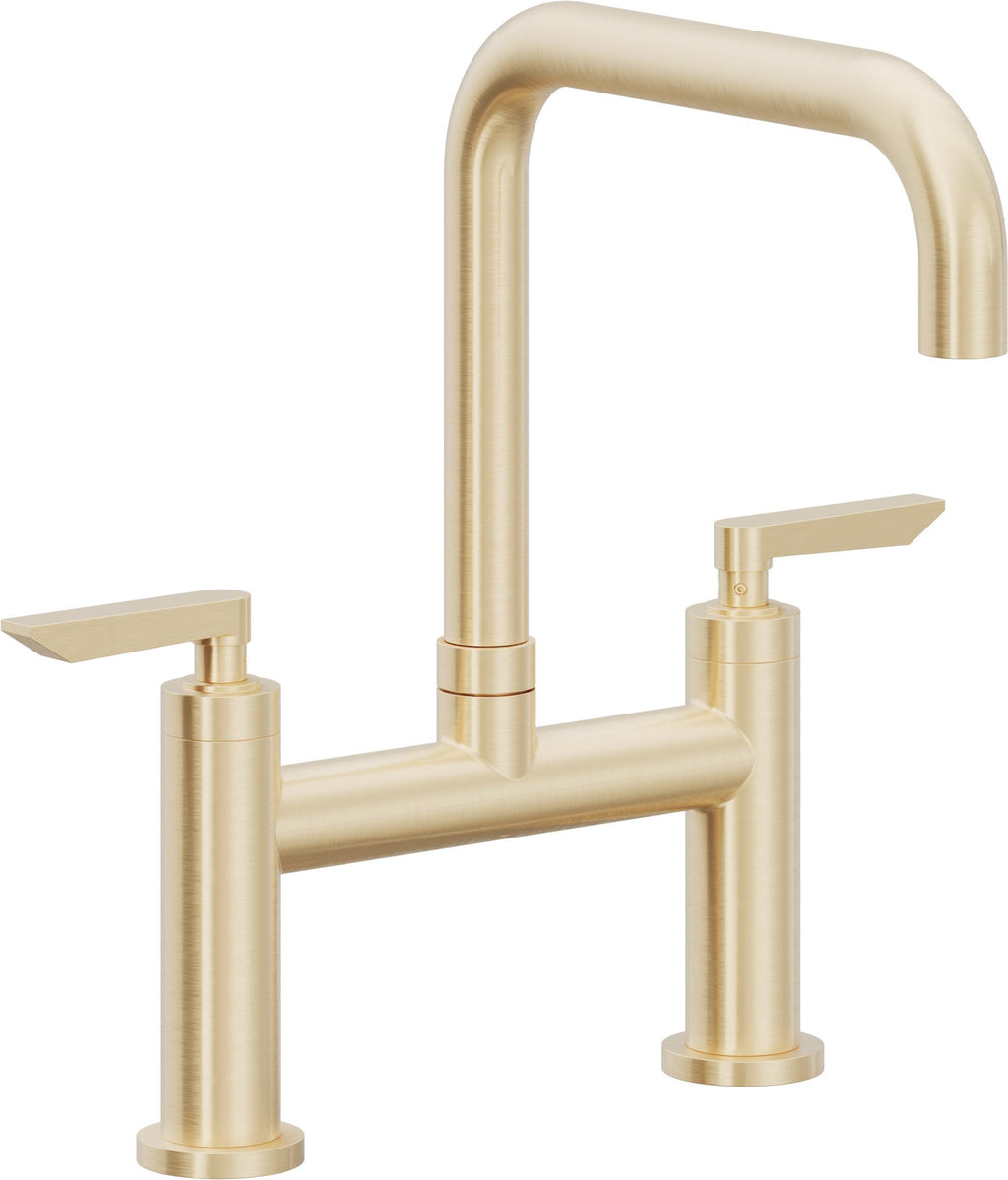 California Faucets Corsano Llave de Cocina Tipo Puente Contemporanea - Pico Cuadruple - Latón Satinado