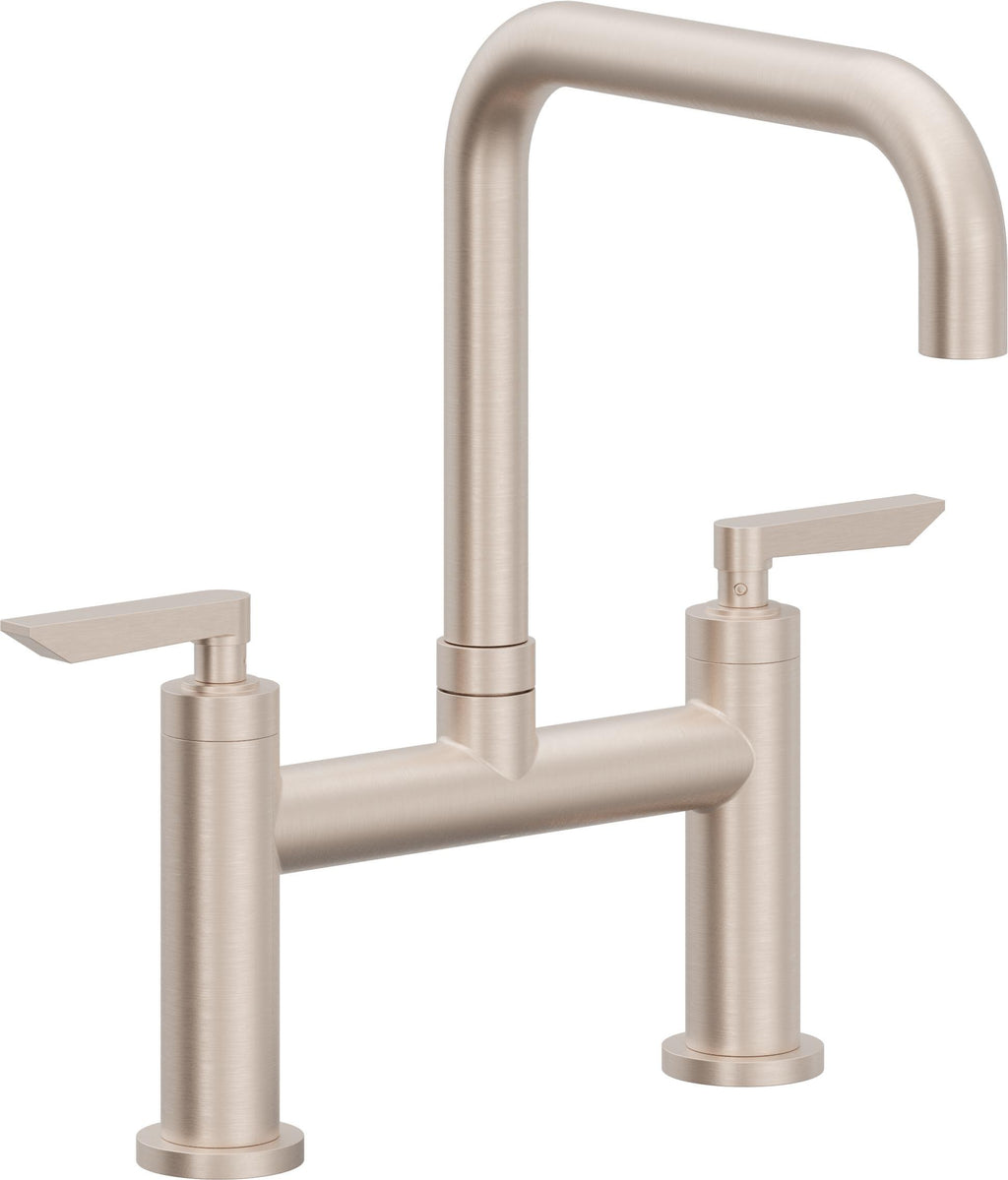 California Faucets Corsano Llave de Cocina Tipo Puente Contemporanea - Pico Cuadruple - Níquel Satinado