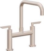 California Faucets Corsano Llave de Cocina Tipo Puente Contemporanea - Pico Cuadruple - Níquel Satinado