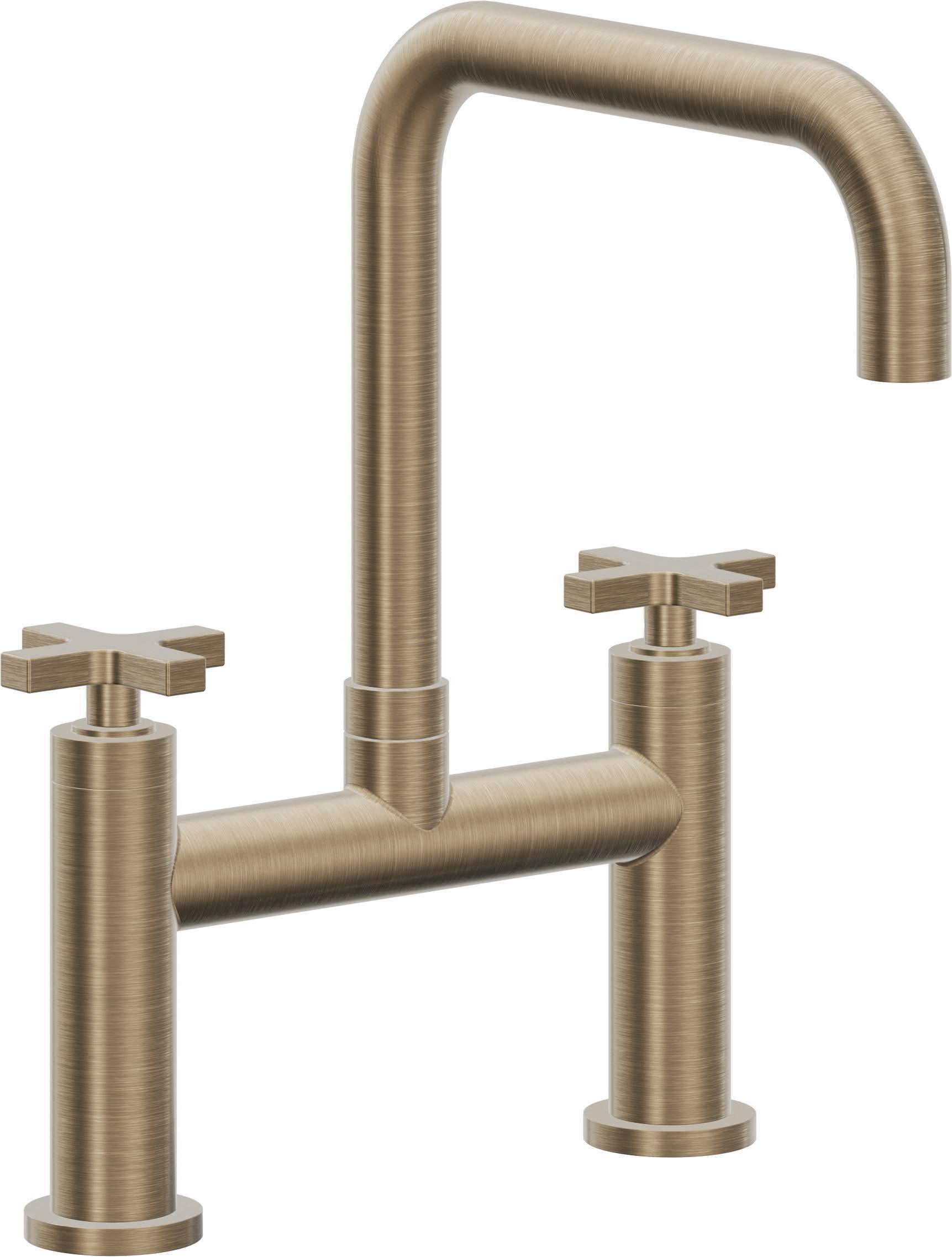 California Faucets Corsano Llave de Cocina Tipo Puente Contemporanea - Pico Cuadruple - Latón Antiguo Mate