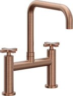 California Faucets Corsano Llave de Cocina Tipo Puente Contemporanea - Pico Cuadruple - Cobre Antiguo Mate