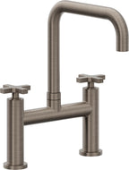 California Faucets Corsano Llave de Cocina Tipo Puente Contemporanea - Pico Cuadruple - Níquel Antiguo Mate