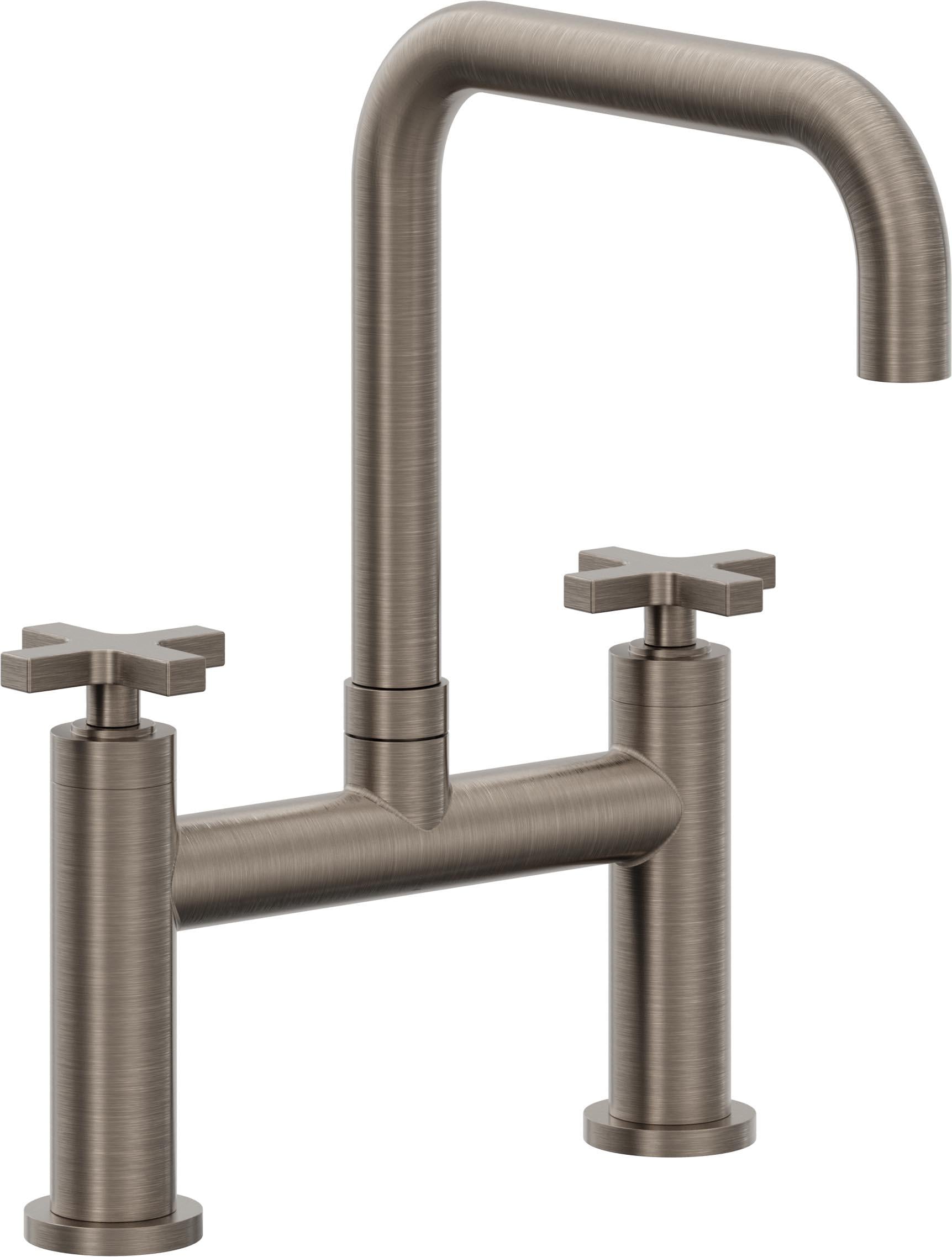 California Faucets Corsano Llave de Cocina Tipo Puente Contemporanea - Pico Cuadruple - Níquel Antiguo Mate
