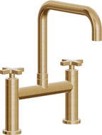 California Faucets Corsano Llave de Cocina Tipo Puente Contemporanea - Pico Cuadruple - Latón Bruñido