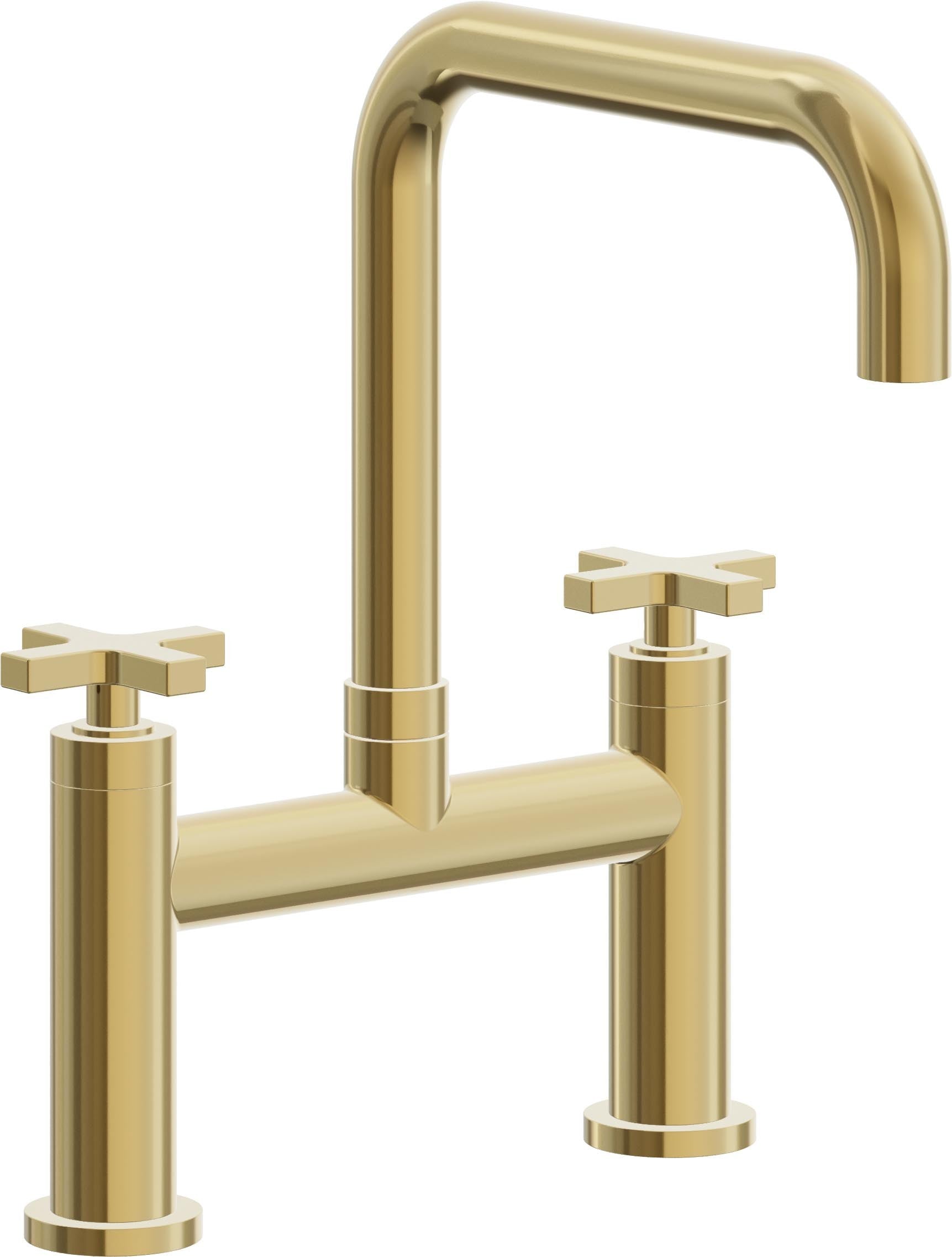 California Faucets Corsano Llave de Cocina Tipo Puente Contemporanea - Pico Cuadruple - Oro Pulido de por Vida