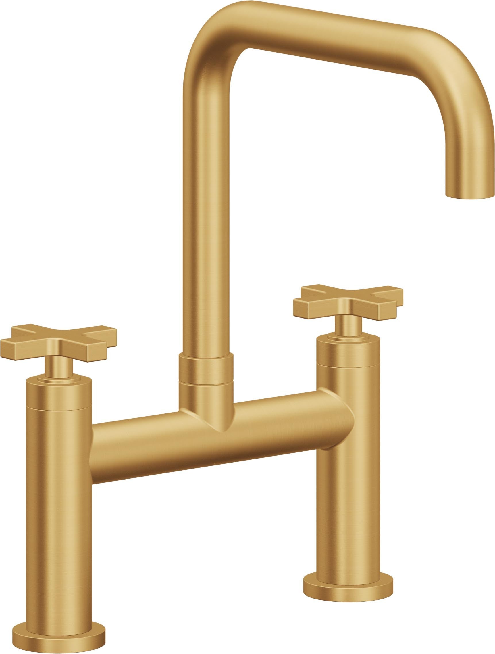 California Faucets Corsano Llave de Cocina Tipo Puente Contemporanea - Pico Cuadruple - Oro Satinado de por Vida