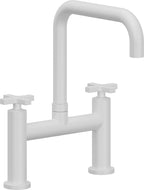 California Faucets Corsano Llave de Cocina Tipo Puente Contemporanea - Pico Cuadruple - Blanco Mate