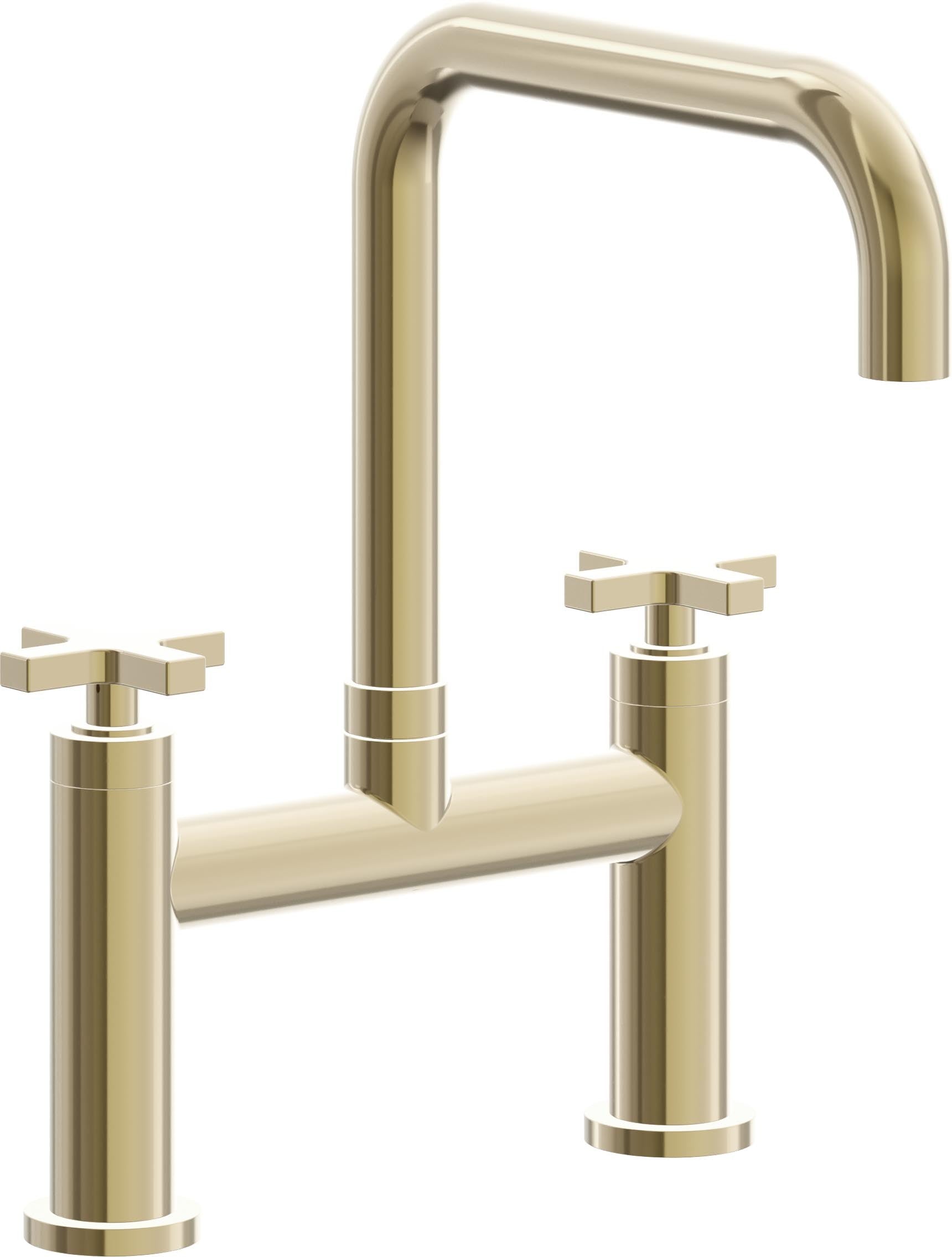 California Faucets Corsano Llave de Cocina Tipo Puente Contemporanea - Pico Cuadruple - Latón Pulido