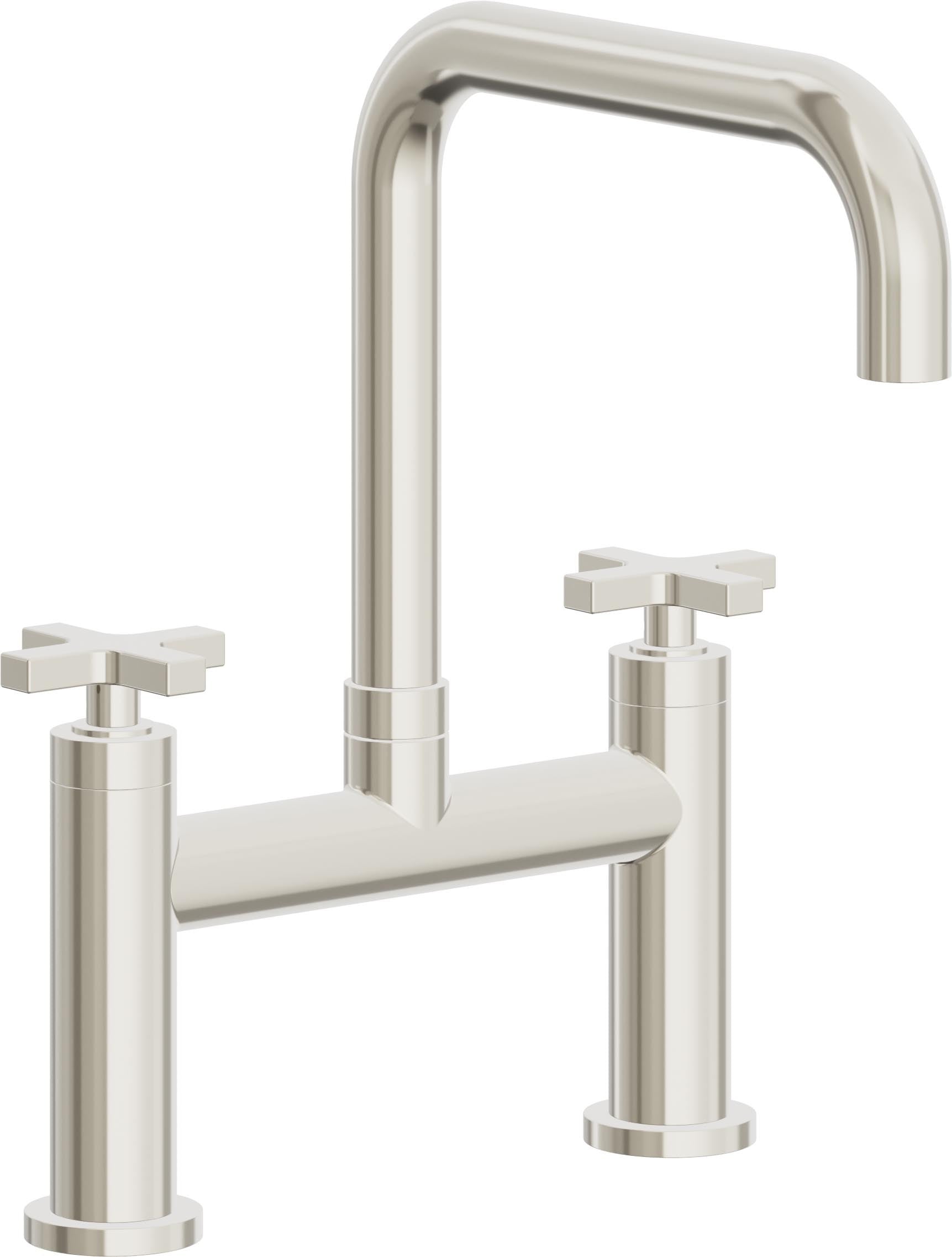 California Faucets Corsano Llave de Cocina Tipo Puente Contemporanea - Pico Cuadruple - Níquel Pulido