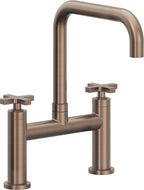 California Faucets Corsano Llave de Cocina Tipo Puente Contemporanea - Pico Cuadruple - Bronce Satinado