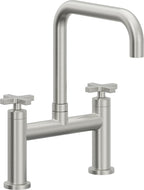 California Faucets Corsano Llave de Cocina Tipo Puente Contemporanea - Pico Cuadruple - Cromo Satinado