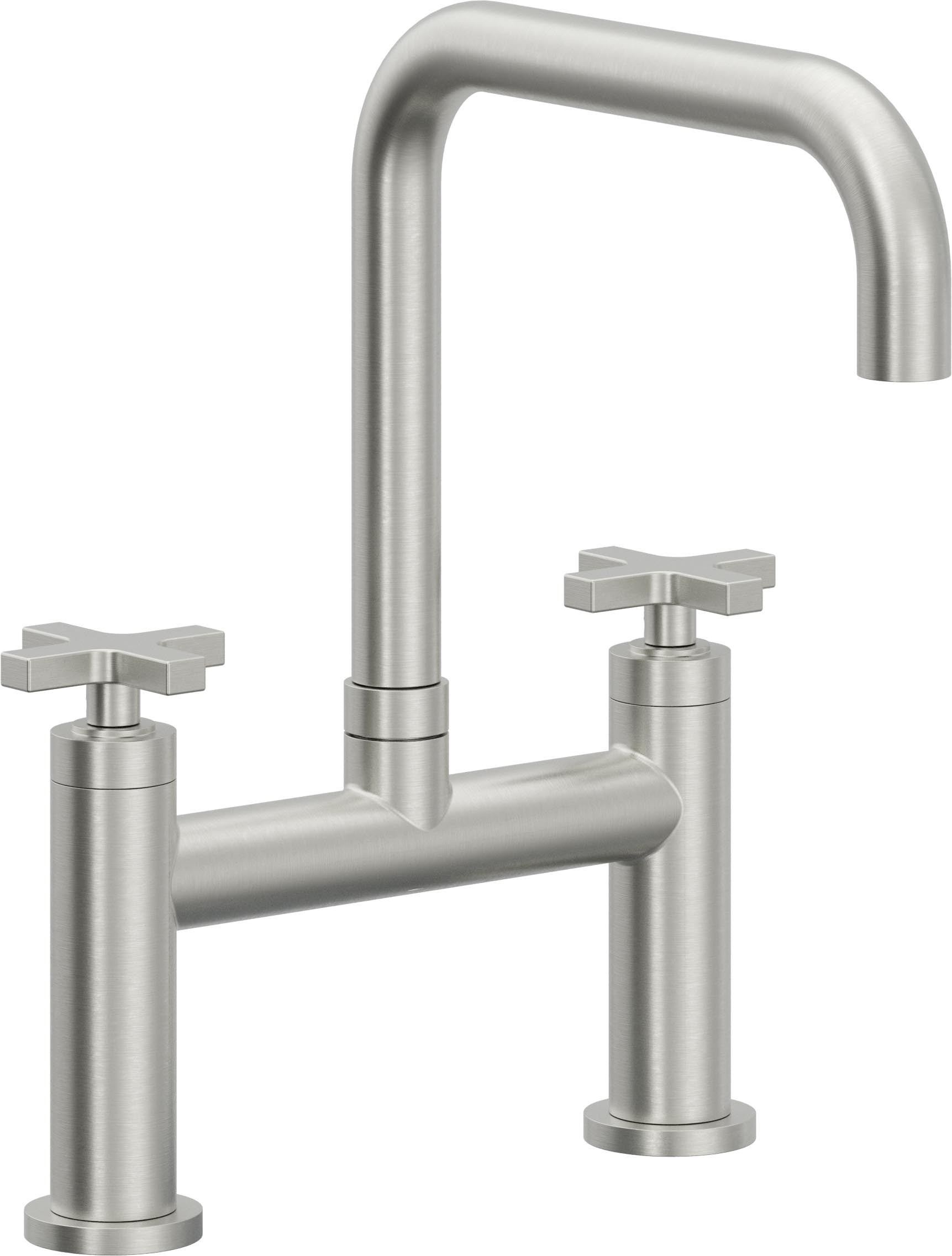 California Faucets Corsano Llave de Cocina Tipo Puente Contemporanea - Pico Cuadruple - Cromo Satinado