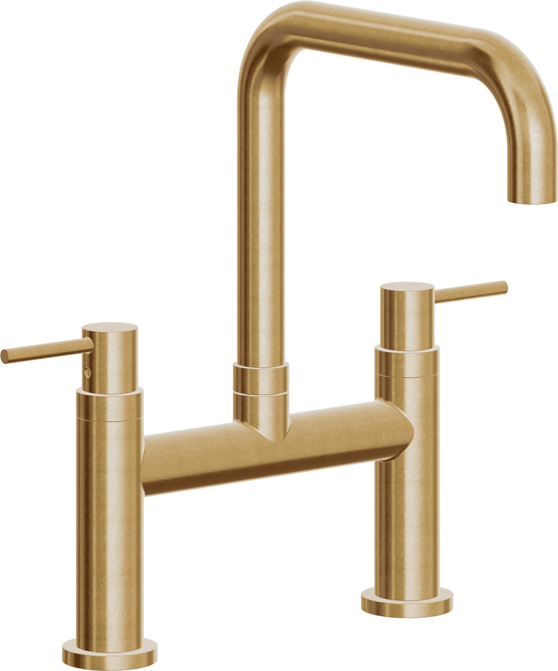 California Faucets Corsano Llave de Cocina Tipo Puente Contemporanea - Pico Cuadruple - Latón Bruñido