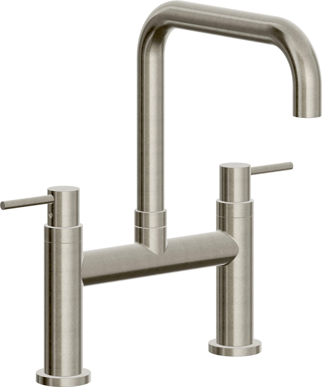 California Faucets Corsano Llave de Cocina Tipo Puente Contemporanea - Pico Cuadruple - Níquel Bruñido