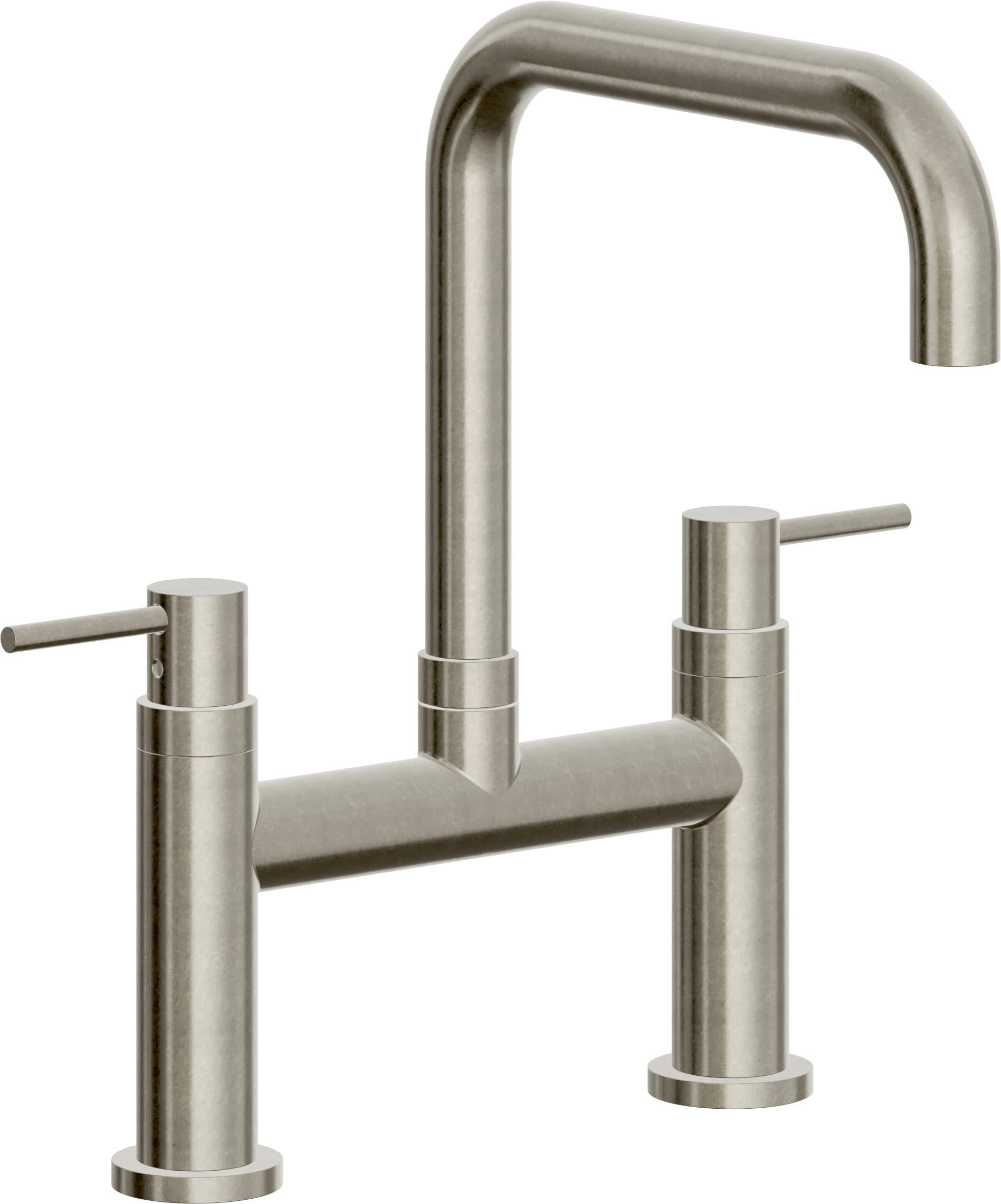 California Faucets Corsano Llave de Cocina Tipo Puente Contemporanea - Pico Cuadruple - Níquel Bruñido