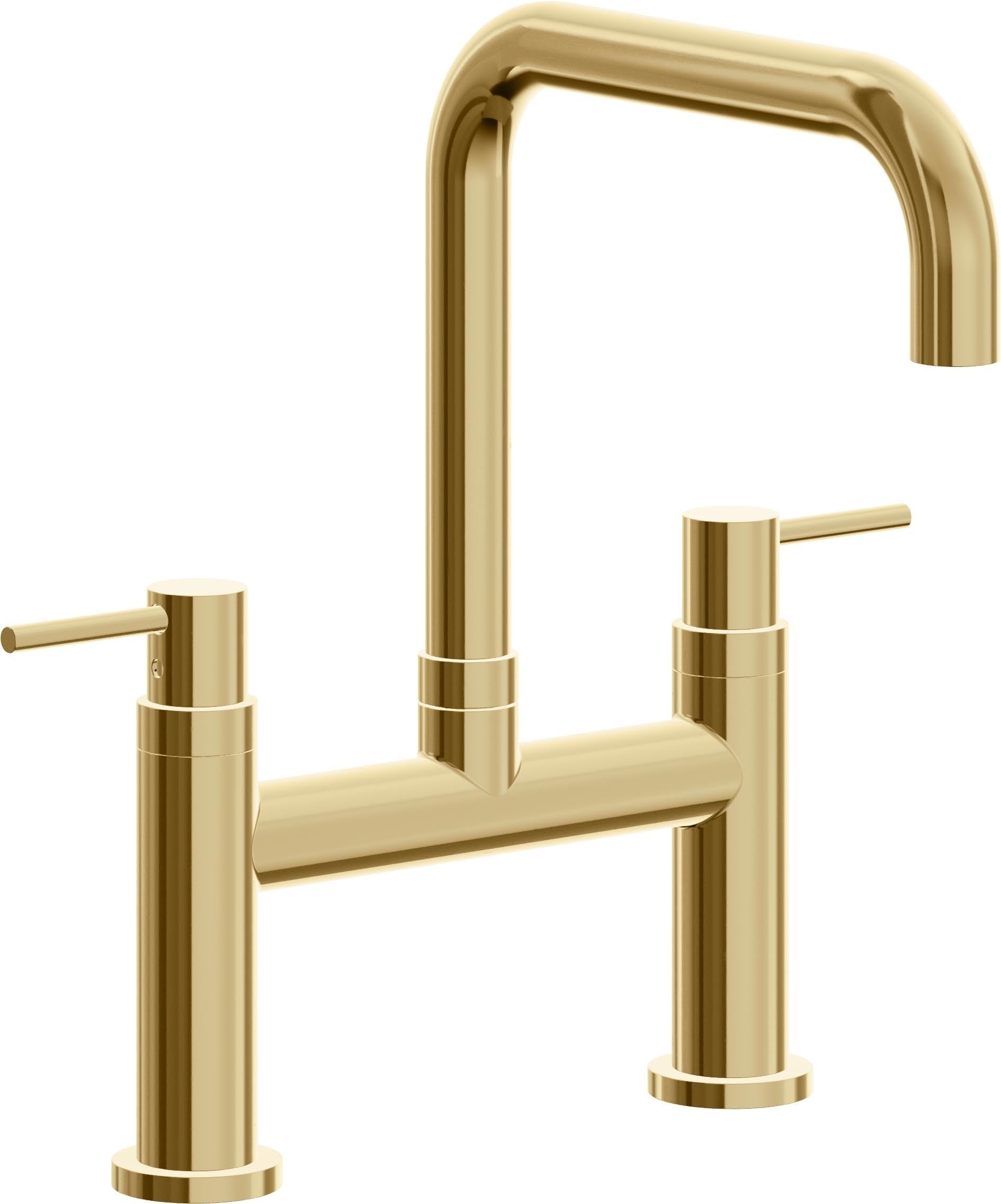 California Faucets Corsano Llave de Cocina Tipo Puente Contemporanea - Pico Cuadruple - Oro Francés
