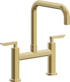 California Faucets Corsano Llave de Cocina Tipo Puente Contemporanea - Pico Cuadruple - Oro Pulido de por Vida
