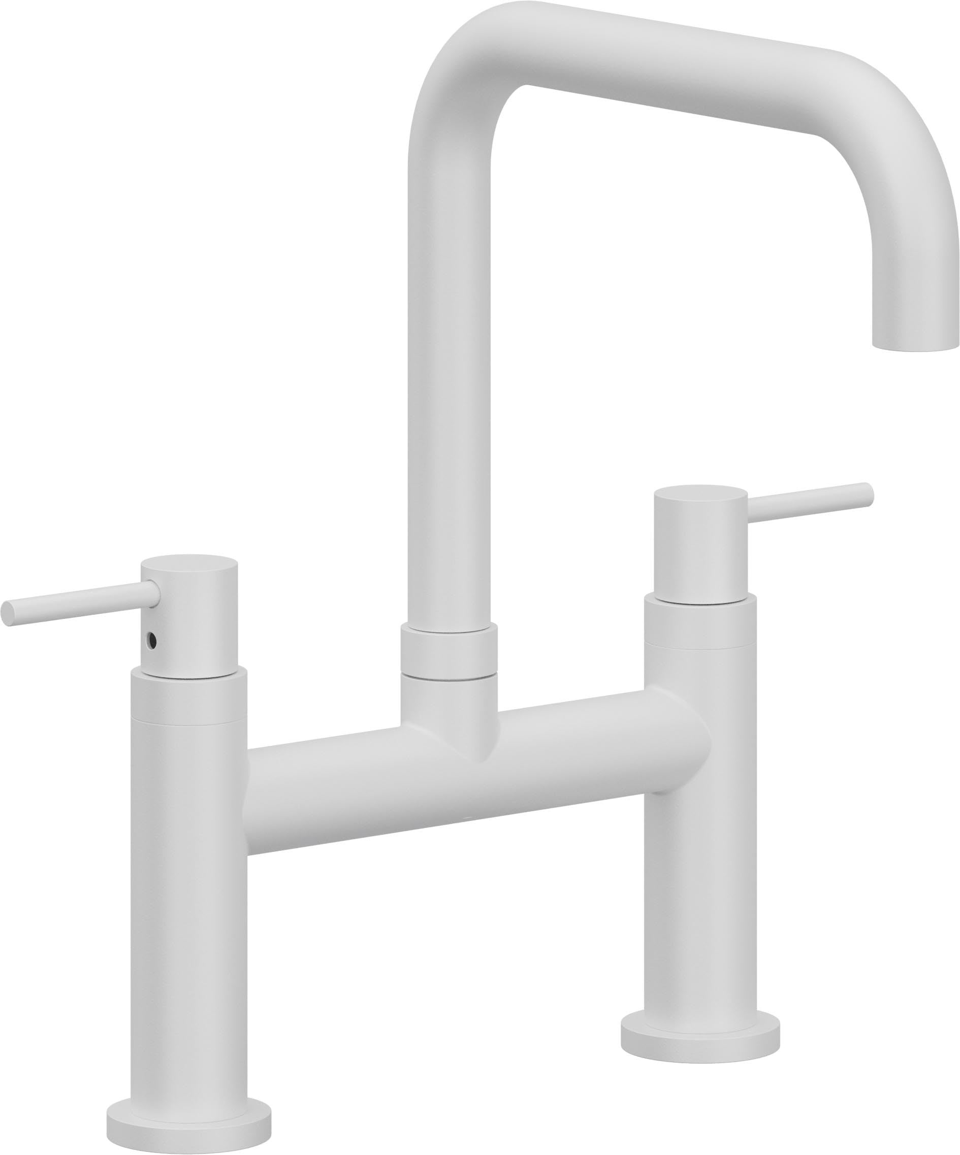 California Faucets Corsano Llave de Cocina Tipo Puente Contemporanea - Pico Cuadruple - Blanco Mate