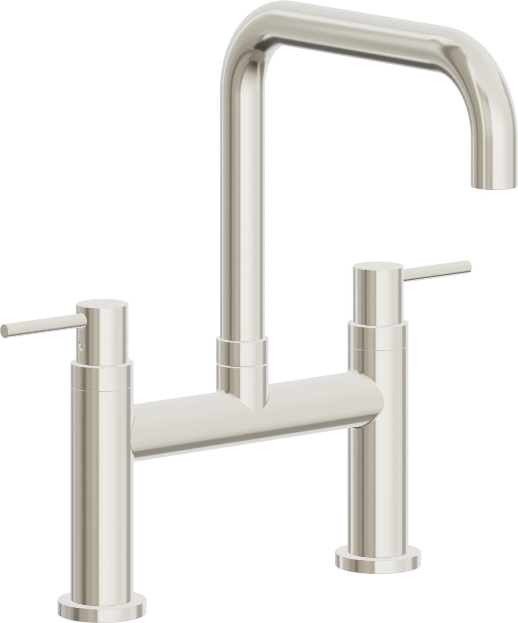 California Faucets Corsano Llave de Cocina Tipo Puente Contemporanea - Pico Cuadruple - Níquel Pulido