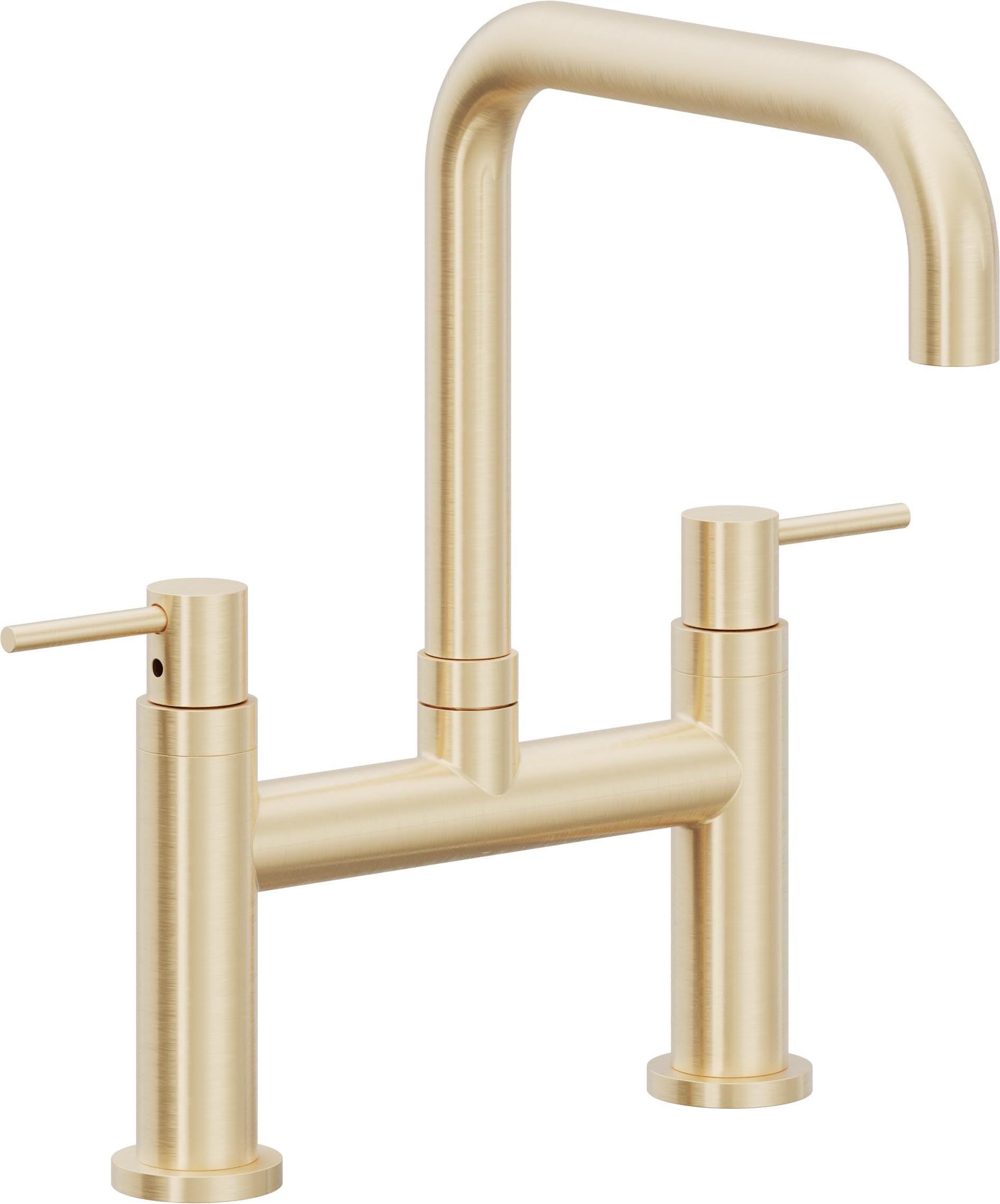 California Faucets Corsano Llave de Cocina Tipo Puente Contemporanea - Pico Cuadruple - Latón Satinado