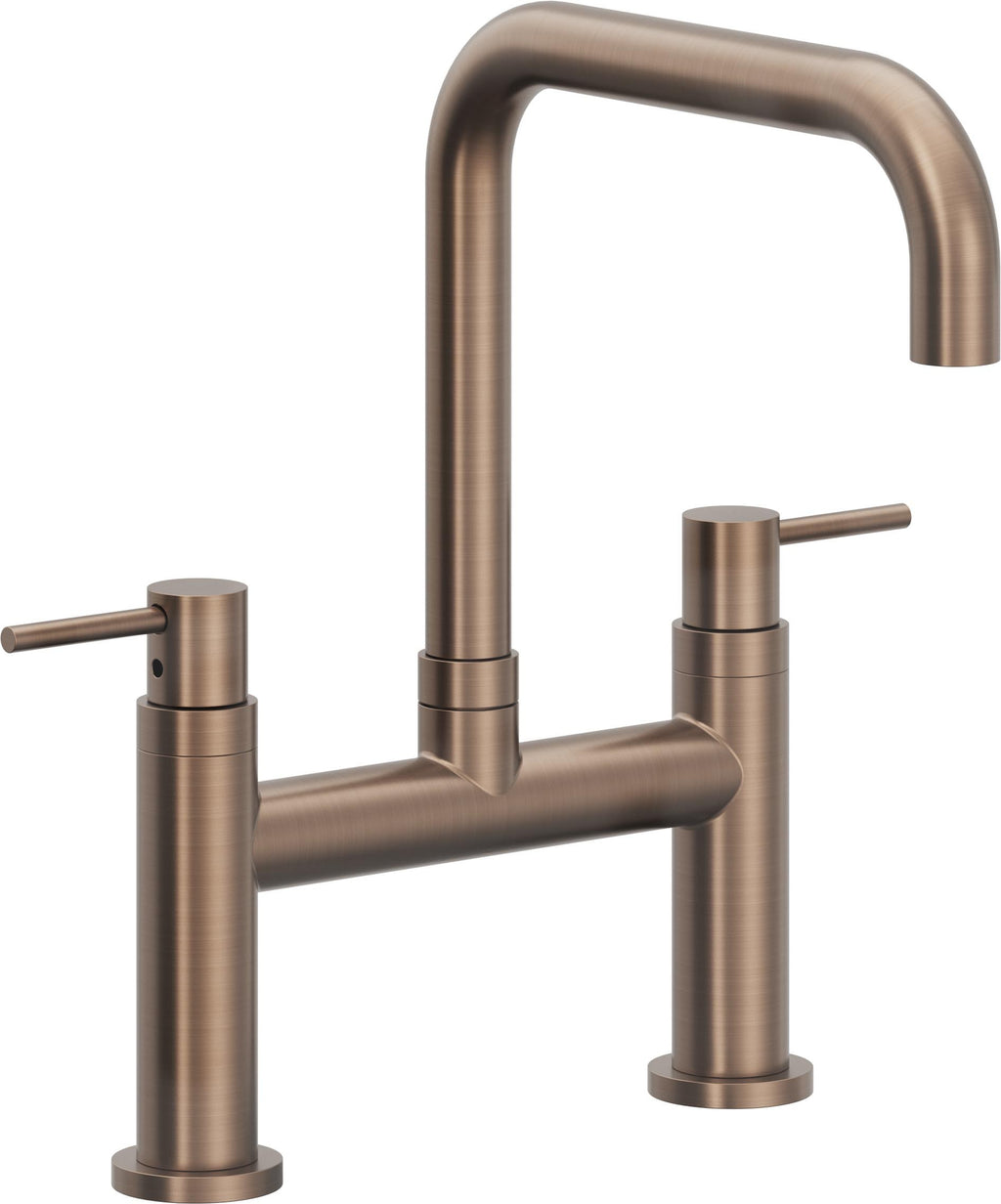 California Faucets Corsano Llave de Cocina Tipo Puente Contemporanea - Pico Cuadruple - Bronce Satinado