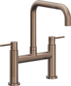 California Faucets Corsano Llave de Cocina Tipo Puente Contemporanea - Pico Cuadruple - Bronce Satinado