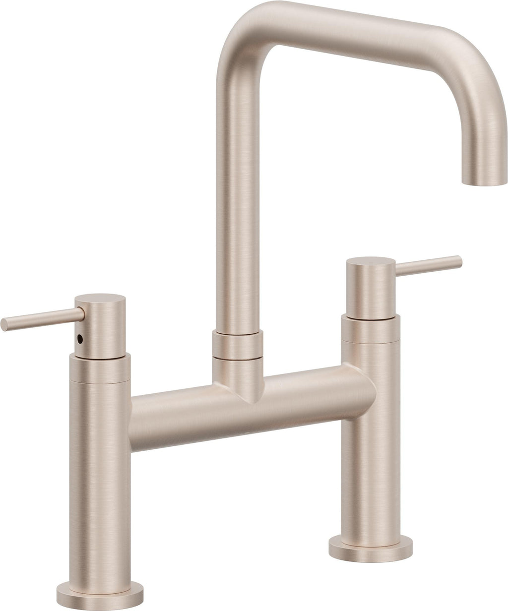 California Faucets Corsano Llave de Cocina Tipo Puente Contemporanea - Pico Cuadruple - Níquel Satinado