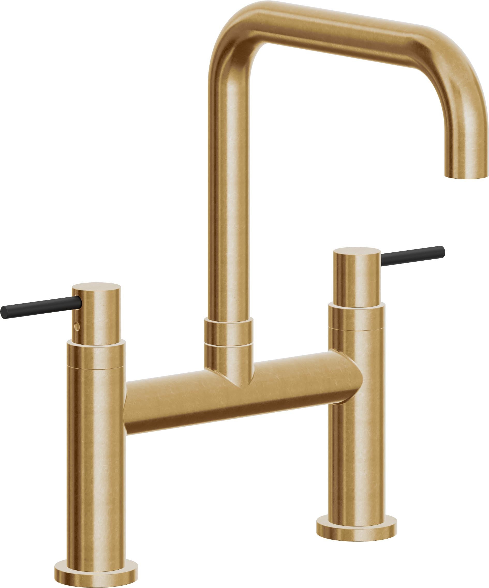 California Faucets Corsano Llave de Cocina Tipo Puente Contemporanea - Pico Cuadruple - Latón Bruñido