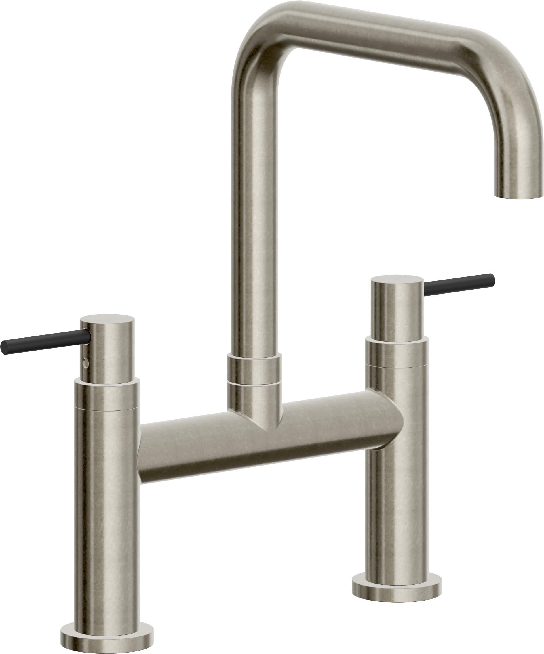 California Faucets Corsano Llave de Cocina Tipo Puente Contemporanea - Pico Cuadruple - Níquel Bruñido