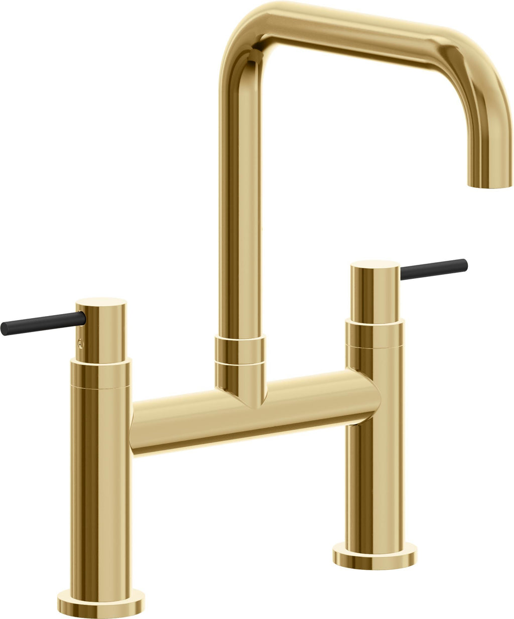 California Faucets Corsano Llave de Cocina Tipo Puente Contemporanea - Pico Cuadruple - Oro Francés