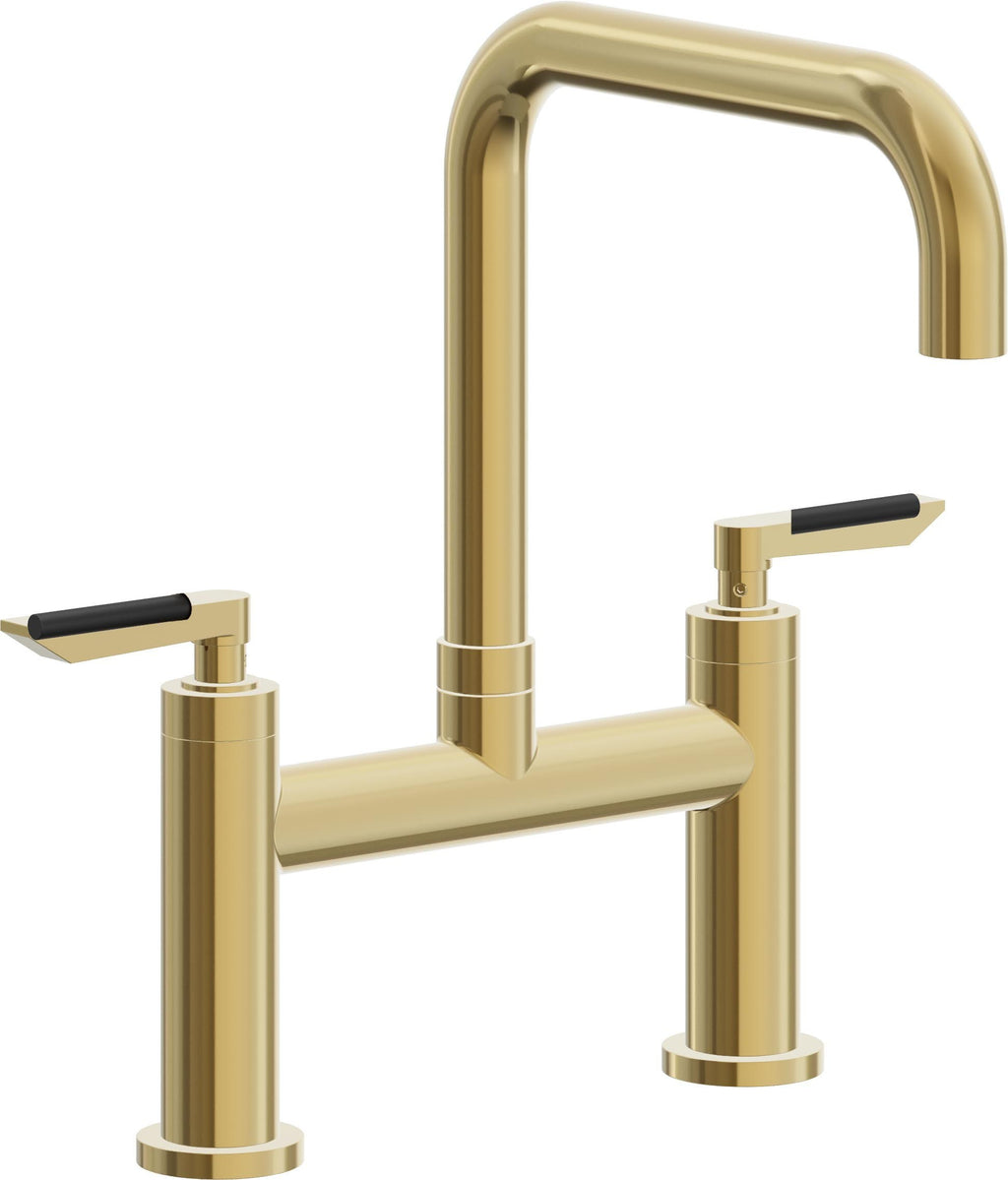 California Faucets Corsano Llave de Cocina Tipo Puente Contemporanea - Pico Cuadruple - Oro Pulido de por Vida