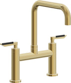 California Faucets Corsano Llave de Cocina Tipo Puente Contemporanea - Pico Cuadruple - Oro Pulido de por Vida