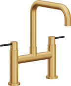 California Faucets Corsano Llave de Cocina Tipo Puente Contemporanea - Pico Cuadruple - Oro Satinado de por Vida