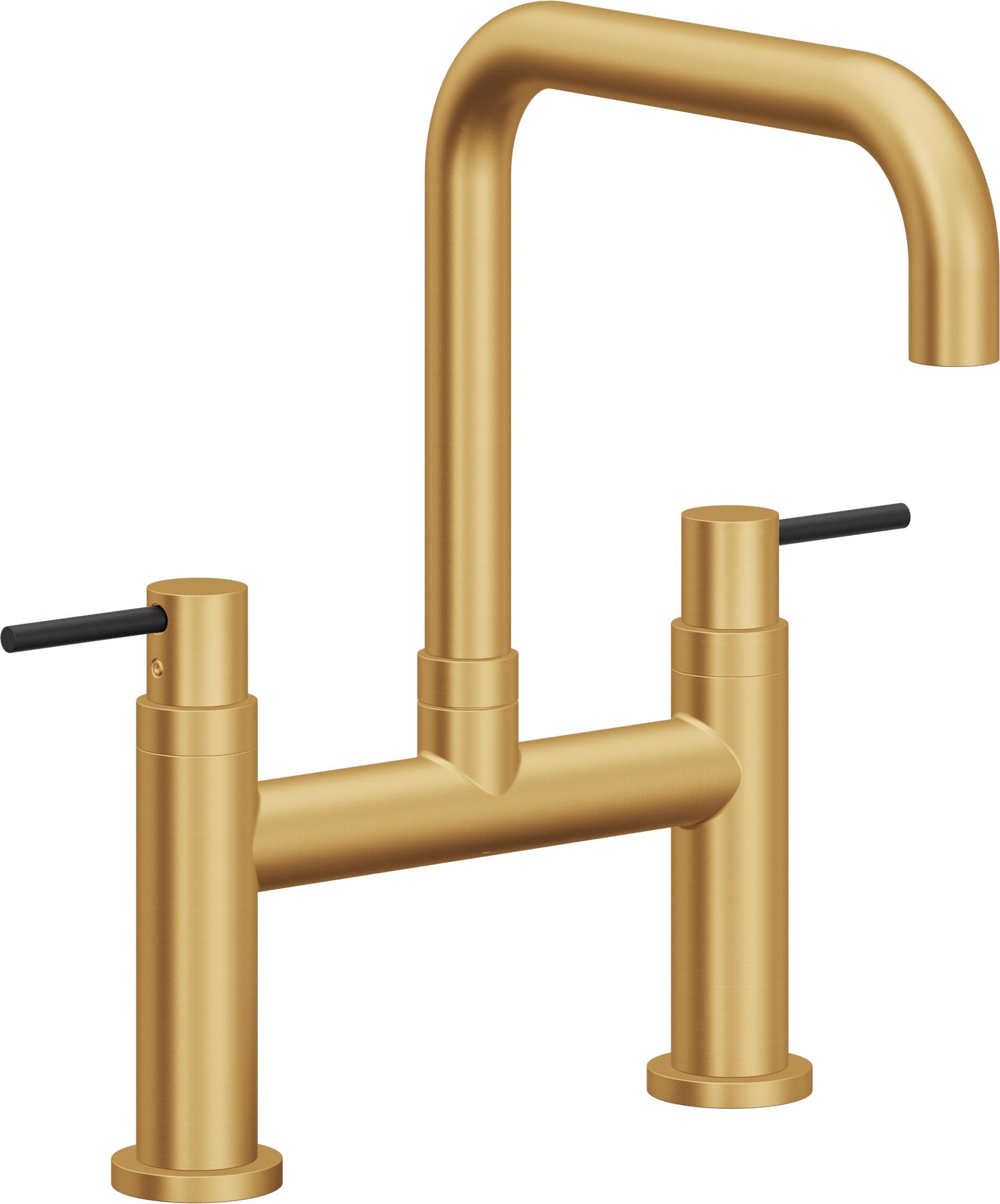 California Faucets Corsano Llave de Cocina Tipo Puente Contemporanea - Pico Cuadruple - Oro Satinado de por Vida
