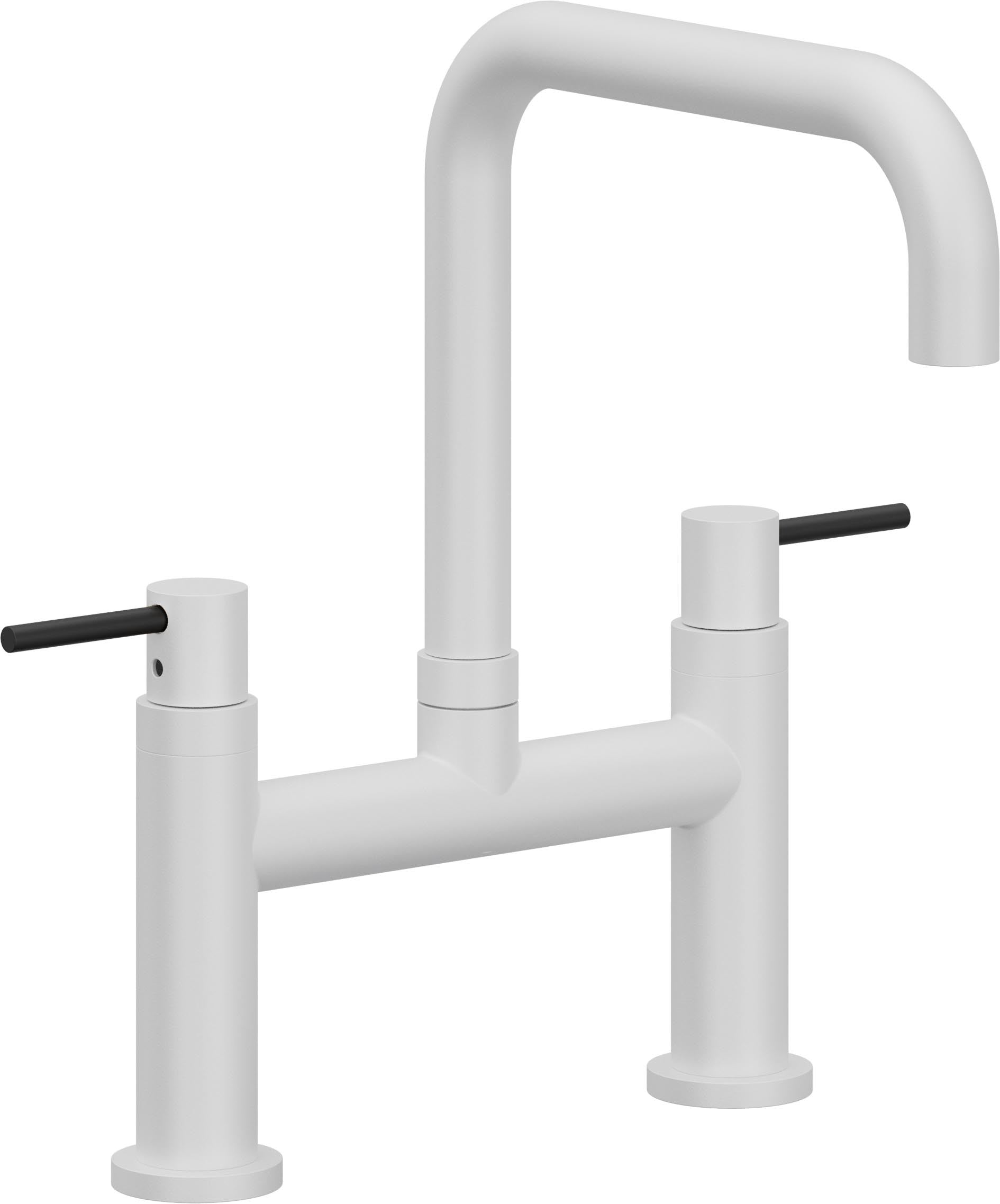 California Faucets Corsano Llave de Cocina Tipo Puente Contemporanea - Pico Cuadruple - Blanco Mate