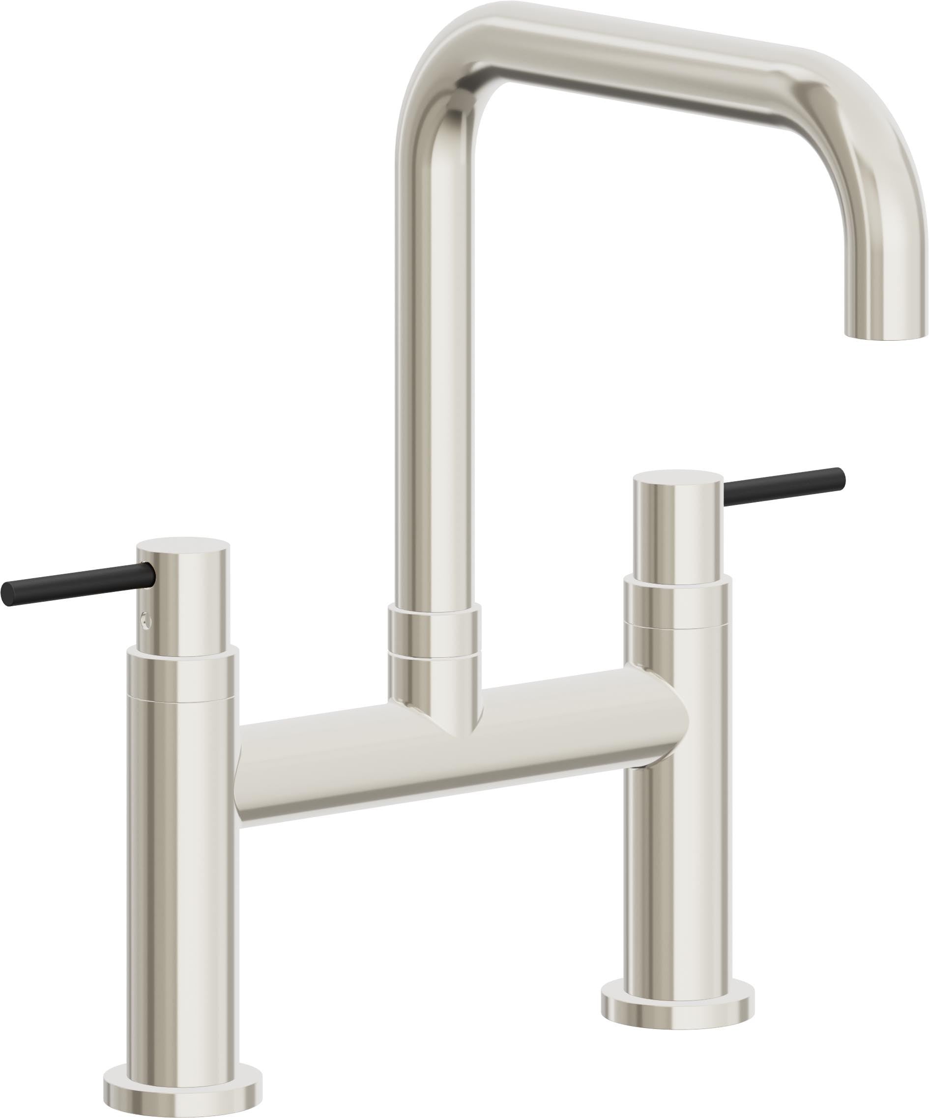 California Faucets Corsano Llave de Cocina Tipo Puente Contemporanea - Pico Cuadruple - Níquel Pulido