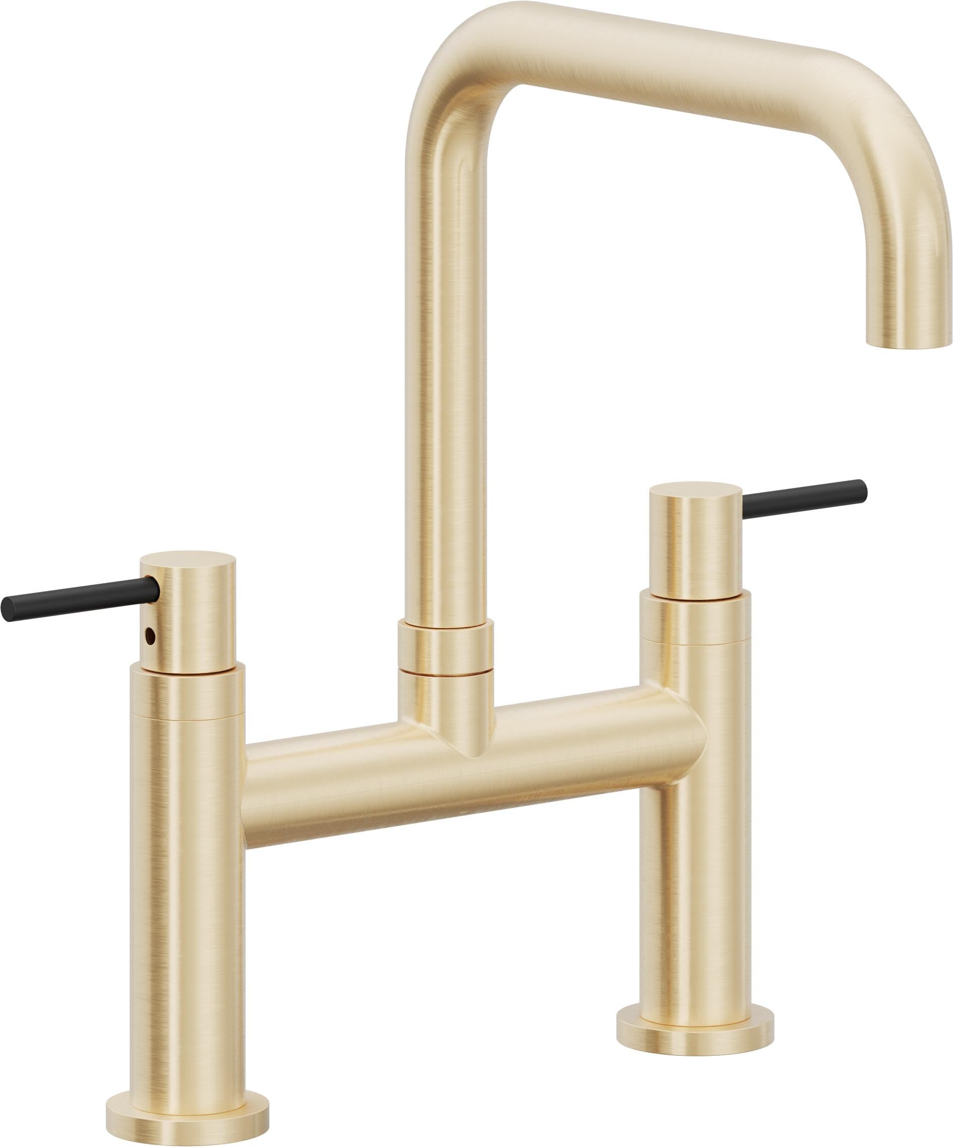 California Faucets Corsano Llave de Cocina Tipo Puente Contemporanea - Pico Cuadruple - Latón Satinado