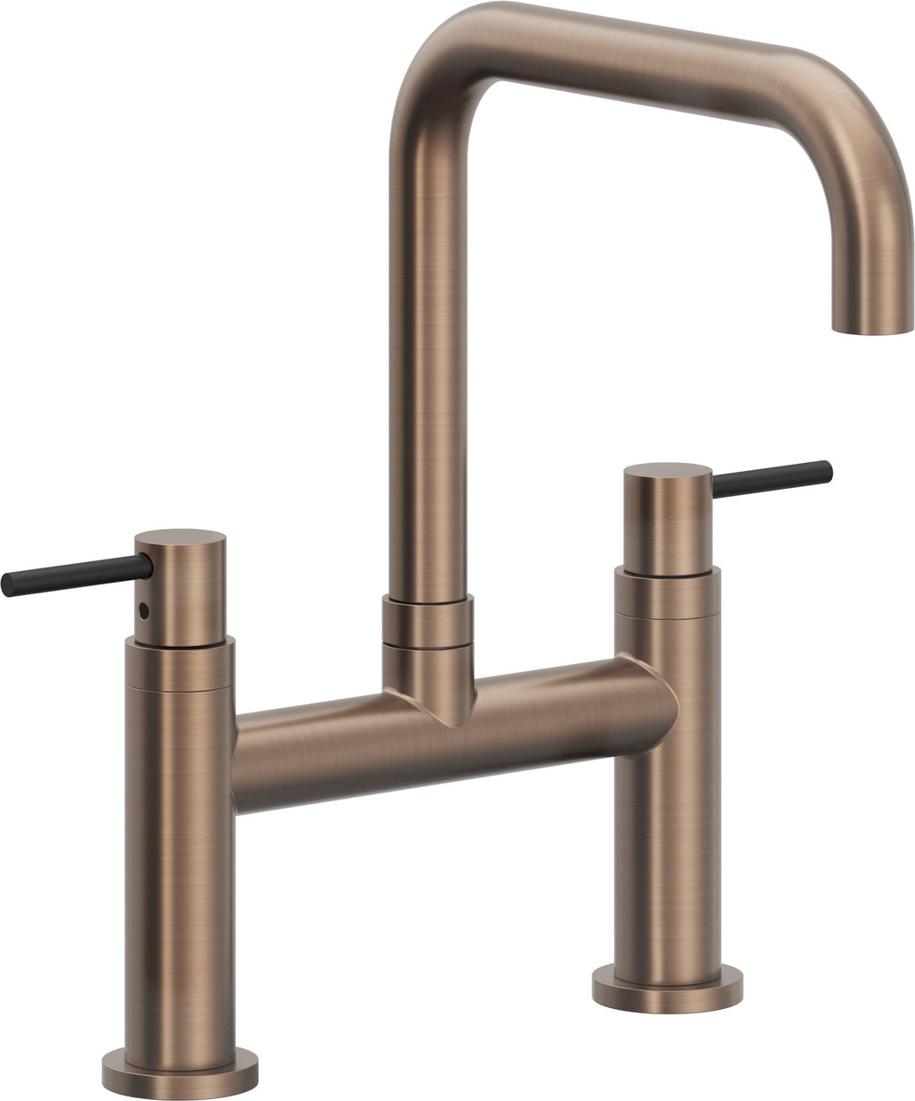California Faucets Corsano Llave de Cocina Tipo Puente Contemporanea - Pico Cuadruple - Bronce Satinado